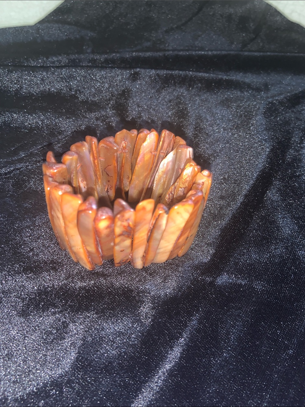 Shell Stacked Stretch Bracelet - Iridescent Amber Stretchable